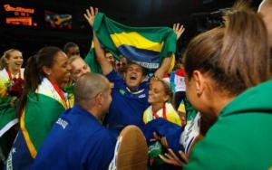 Brazil's women celebrate their gold medal