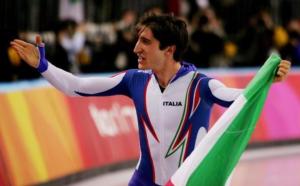 Enrico Fabris celebrates his 1500m gold medal
