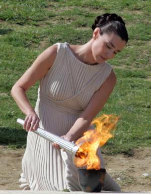 High priestess lights olympic fire