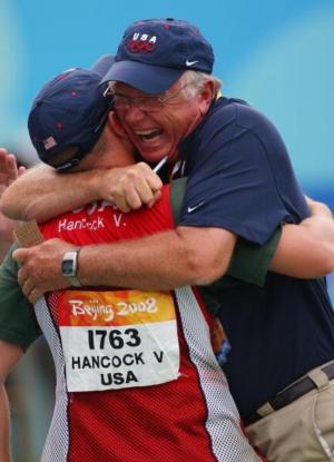 Vincent celebrates with his coach