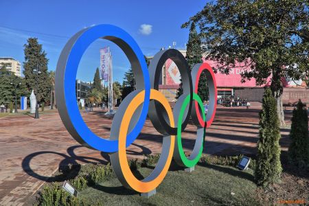 Olympic rings in Downtown