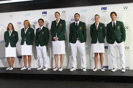 Athletes model the Opening Ceremony Uniform