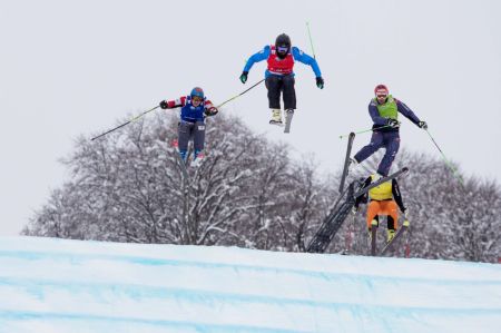 Anton Grimus soars in the ski cross