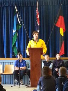 D'Orsogna addresses school assembly