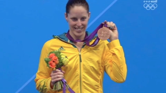 Alicia Coutts - Medal Ceremony 100m Butterfly Day 2 London 2012
