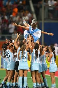Argentina's team celebrates Maria Magdalena