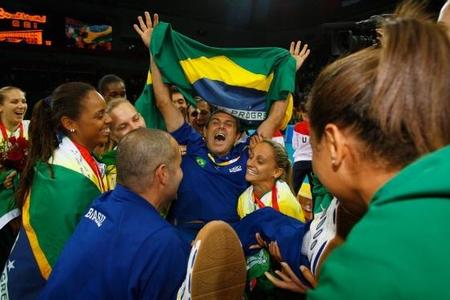 Brazil's women celebrate their gold medal