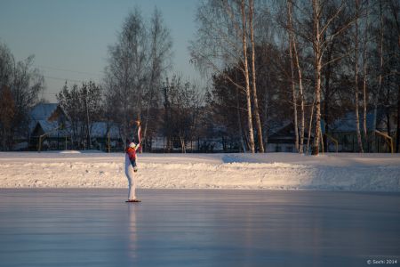 The flame on an ice rink