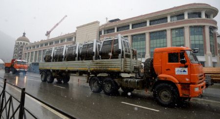 Cable cars on trailer: Sochi mountains 