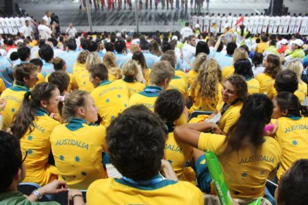 Australian youth Olympic Team taking in the Opening Ceremony