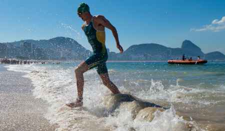 Australian triathlete Jacob Birtwhistle on Copacabana Beach 