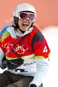 Tanja celebrates her gold medal