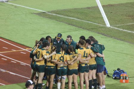 Rugby sevens Team huddle