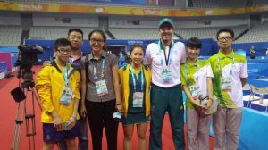 Table Tennis team hanging out after training