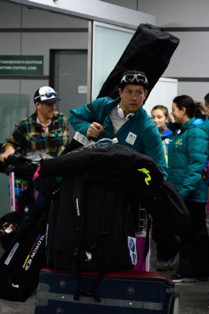 Phil Bellingham and his gear land in Sochi