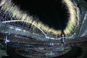 Athens 2004- Fireworks after Olympic Cauldron lighting