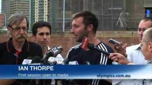 Thorpe trains in front of media pack