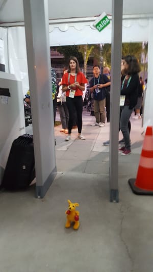 BK heads through the security check for the Opening Ceremony