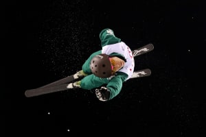 Lydia Lassila of Australia performs an aerial during an Aerials training session prior to the FIS Freestyle World Cup at Bokwang Snow Park on February 8, 2017 in Pyeongchang-gun, South Korea.