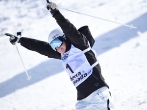 Britteny Cox of Australia wins the gold medal during the FIS Freestyle Ski & Snowboard World Championships Moguls on March 08, 2017 in Sierra Nevada, Spain.