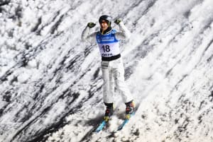  David Morris of Australia celebrates after his jump during the Men's Aerials Final on day three of the FIS Freestyle Ski and Snowboard World Championships 2017 on March 10, 2017 in Sierra Nevada, Spain. (Photo by David Ramos/Getty Images)