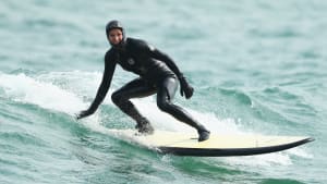 Danielle Scott surfing in at the Winter Olympics