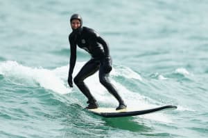Danielle Scott surfing at the Winter Olympics