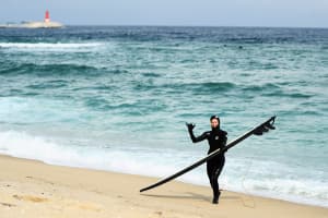 Danielle Scott in the cold waters of Yeongjin-gil Beach