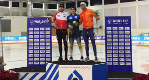 Speed Skater won gold in the 1000m Div B at the Salt Lake City World Cup